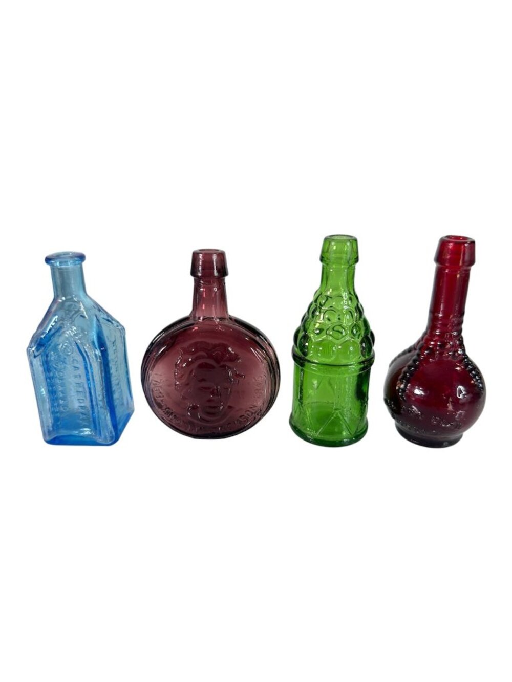 Vintage Wheaton Miniature Glass Bottles Lot Blue Purple Green